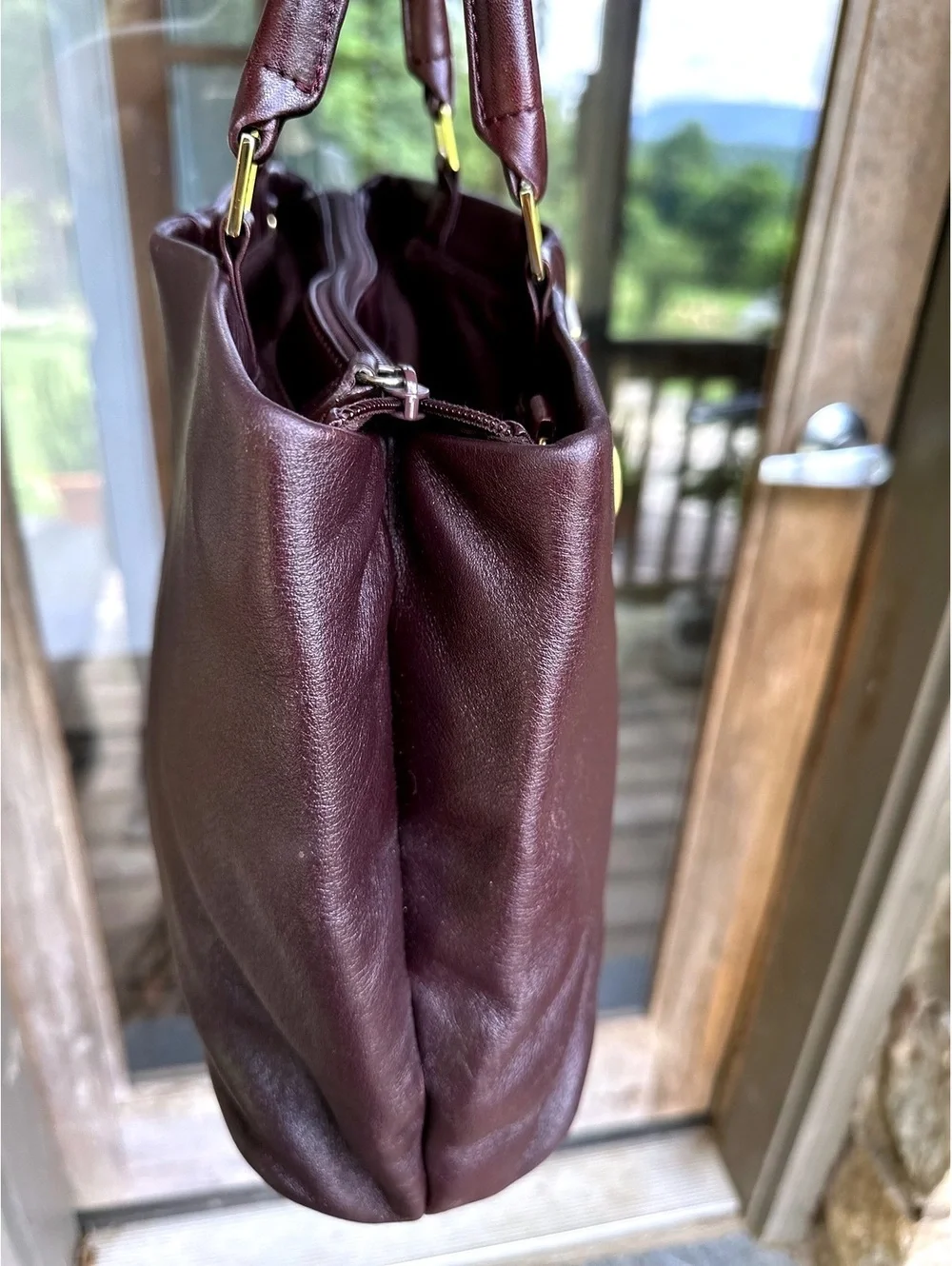 Vintage Etienne Aigner Leather Burgundy Satchel with 2 Wallets